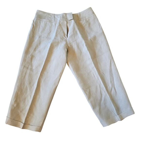 Larry Levine Petite Beige Linen Capri Dress Pants Trousers Size 12P - Picture 1 of 7
